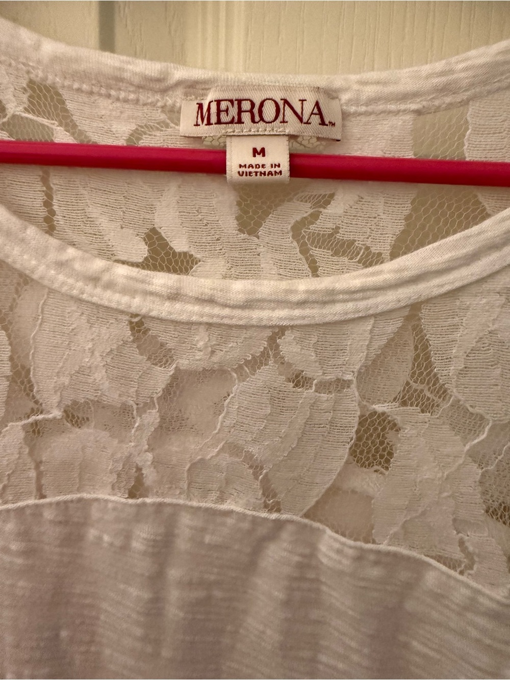 Merona White Lace Yoke Short Sleeve Blouse - Picture 2 of 3